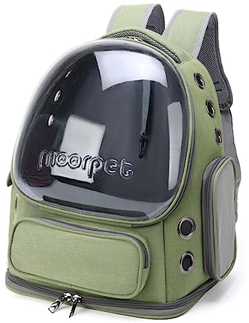Katzenrucksack mit fenster, Transportrucksack für katzen Kleine Hunde bis 7.5kg Haustier Raumkapsel Rucksack Oxford Tragetasche Atmungsaktive Pet Carrier Rucksack für Reisen Wandern,34cmx27cmx42cm