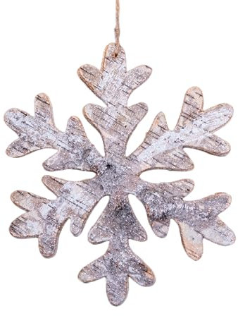 SHATCHI 16 cm Schneeflockenform, Birkenrinde, Holz, Weihnachtsbaum, Wand, Tür, Kranz, Decke, hängende Weihnachtsdekoration, Holz