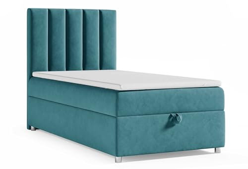Best For Home Trinity K10 EinzelBett | Boxspringbett mit Bonell Federkernmatratze 70x200 | MatratzenTopper | Bett mit Matratze | Bett mit Stauraum