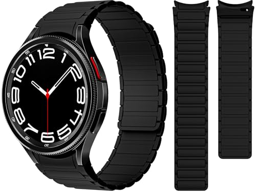 MiRowy Cinturino Magnetico Silicone per Samsung Galaxy Watch FE/Watch 7/6/5(40mm 44mm) Watch 6 Classic(43mm 47mm), Regolabili Sport Cinturino per Galaxy Watch FE/7/6/5/4/Watch 6 Classic-Nero