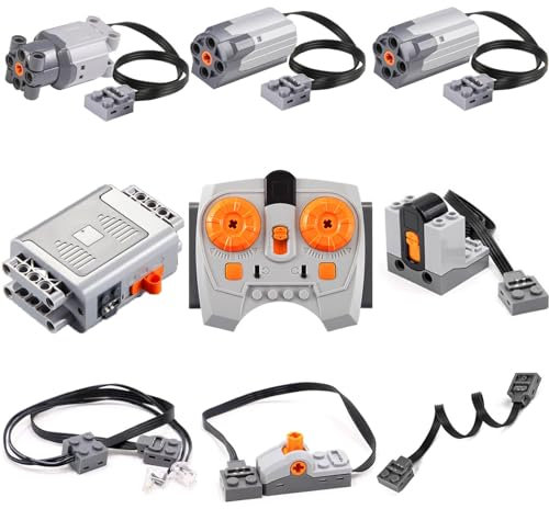 Kit moteur 9 en 1 Technic Motorisé Compatible avec Lego : boîtier de batterie, télécommande technique, moteur électrique, pièces de moteur, batterie de train, télécommande (9 ensembles)