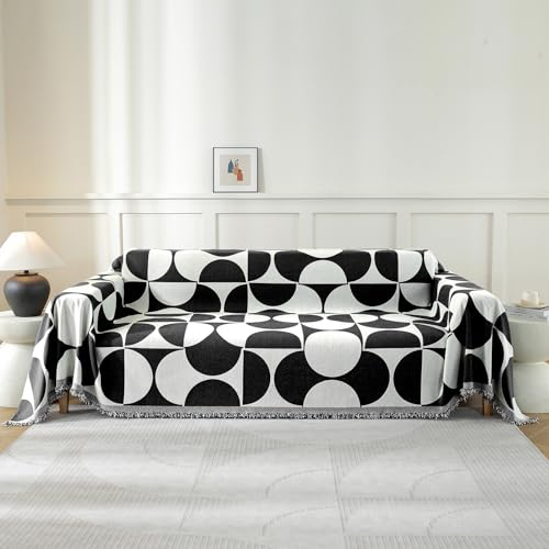 Ystyle Couch Überwurf, Sofa Überzug 1/2/3/4 Sitzer, Sofa Überwurfdecke, Couchüberwürfe Sofabezug Sofaüberwurf Couchdecke Sofaüberwürfe Sofa Bezug Überwurf Sofa Decke, 180x280 cm, Schwarz Weiß