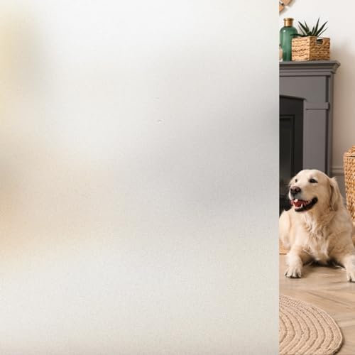 HIDBEA Frosted Window Film Privacy, Static Cling Anti UV Privacy Film for Glass Windows, Opaque Self Adhesive Reusable No Glue Door Covering for Bathroom Home Office (Frosted, 60×400cm)