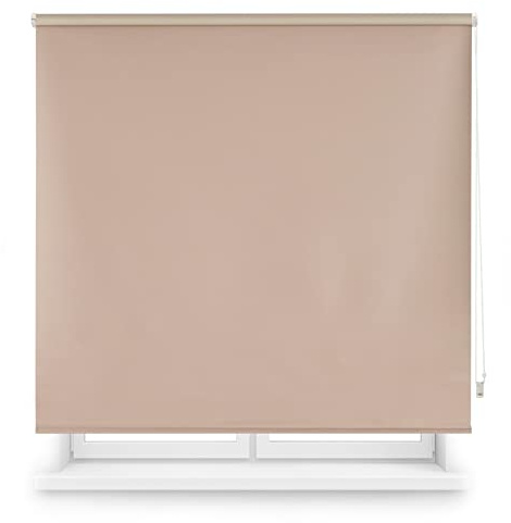 INTERBLIND | Premium Verdunkelungsrollo, einfarbig, Größe 120 x 230 cm Breite x Höhe - Verdunkelungsrollo Stoff 117 x 225 cm - Thermorollo Elfenbein - Licht-, Kalt- und Wärmedämmung