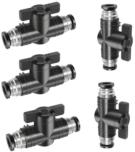 Pneumatischer Kugelhahn, 5 Stück Gerade Pneumatik Steckverbinder, 8mm Push to Connect Steuerventilfittings, für Schnellen Anschluss von Luftleitungen