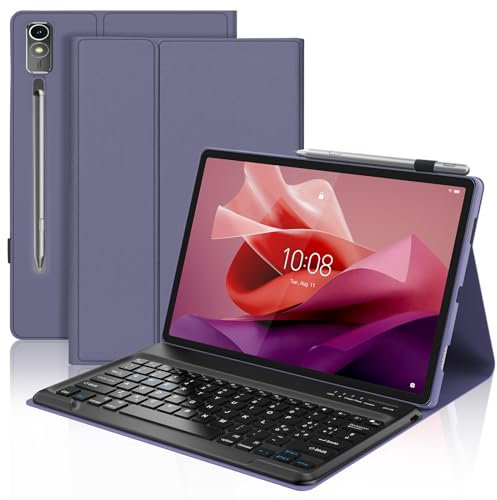 SENGBIRCH Cover con Tastiera per Lenovo Tab P12 12,7, Custodia per Lenovo Tab P12 con Tastiera, Italiana Tastiera per Lenovo Tablet, Tastiera Bluetooth Wireless, Leggero e Portatile, Viola