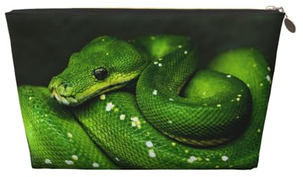 Schlange Grünes Reptil, Make-up-Tasche, Kosmetiktasche, tragbare Reise-Kulturtasche, Federmäppchen, Kulturbeutel