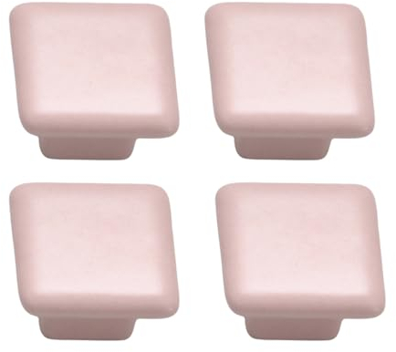 Keramik Quadratisch Möbelknöpfe Möbelgriffe Schubladengriffe Küchenschränkegriffe Türgriffe Küchengriff Kleiderschrank Schrankgriffe 4 Stück (Pink)