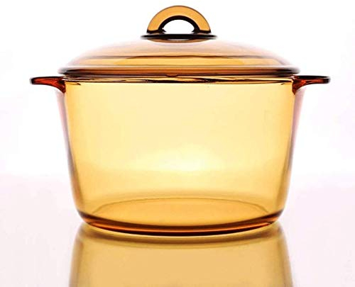 Olla de Vidrio Duradera de 5 litros con Tapa, Olla de Vidrio Resistente al Calor, Utensilios de Cocina de Vidrio para Estufa, Horno, refrigerador, lavavajillas y Horno microondas,