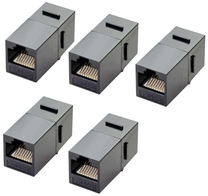 HJIAMA 5 pièces Coupleur RJ 45 Cat 6 Prise Ethernet, Cat 6 Rallonge Cable Ethernet 250 MHZ, Support 1000 MBPS, Direct Plug in, Convient pour Tv Box, Router, Pc, Network Cable