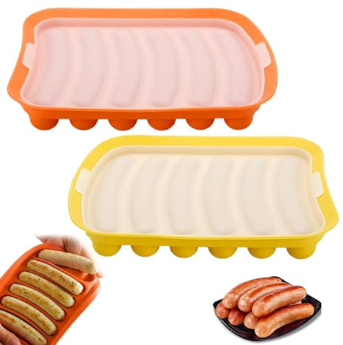 2 Pièces DIY Moule à Hot Dog, Moule à Saucisse en Silicone, Saucisse Hot Dogs, Avec Couvercle de Trou D'air