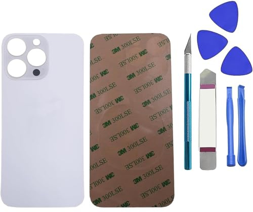 Dakexiong 13 Pro - Cristal Trasero de Repuesto para iPhone 13 Pro con Kit de Herramientas Repar y Adhesivo preinstalado (Plateado)