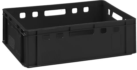 Fleischkiste E2 schwarz 60x40x20cm Lagerkiste Eurobox aus Deutschland lebensmittelecht, robust, stapelbar