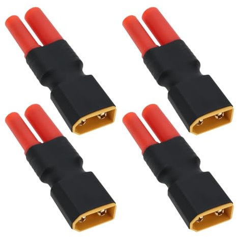EMSea 4pcs XT60 Female Head to HXT4 4mm Banana Plug HXT4 Banana Bullet Connector Adapter 55mm RC Cars Battery Adapter Converter for Drones Batteries