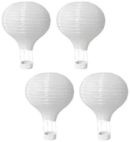 4 Stück Heißluftballon Papierlampion, Weiß Papier Laterne Dekorative, eiß Classic Bamboo Style für Hochzeit Feier Geburtstag Party (10, 20 cm)