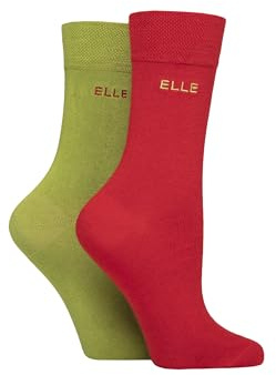 ELLE Ladies Bamboo Fibre Socks - Soft, Breathable & Cooling Plain Socks in a Multipack of 2 Pairs Sizes 4-8