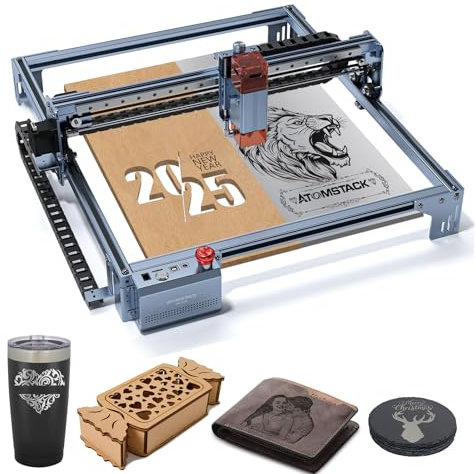 ATOMSTACK A10 V2 Lasergravierer 10-12 W Hochgeschwindigkeits Gravier- und Schneidemaschine, 0.06*0.06mm Festfokus-Ultradünnlaser Laser Graviermaschine, 400 x 400 mm Arbeitsbereich für Holz Leder Metal
