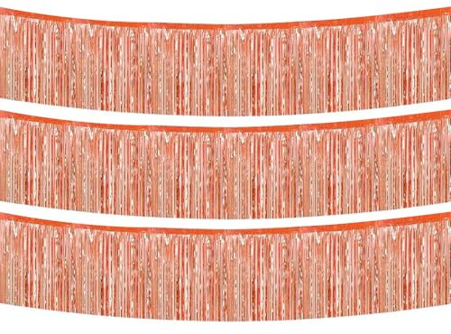 3 Stück Foil Fringe Garland Lametta Glitzer Vorhang für Partydekor Geburtstags Verlobung Hochzeit 30cm x 3m (Rotgold)