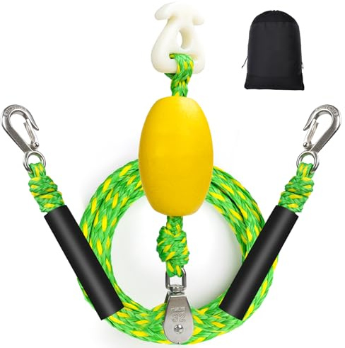 ASVAEVAS Self Centering Boat Tow Harness for Tubes Boat Tow Rope Harness with Pulley and Large Hooks for Towing Towable Tubes 1-4 Drivers Pull Ski