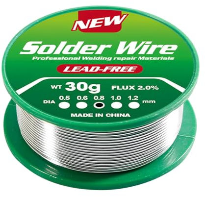 Alambre para Soldadura sin Plomo, Hilo Estaño para Soldar 0.8mm 30g, Hilo Soldadura con núcleo de colofonia, Sn99.3% Cu0.7% para Soldadura Eléctrica y DIY