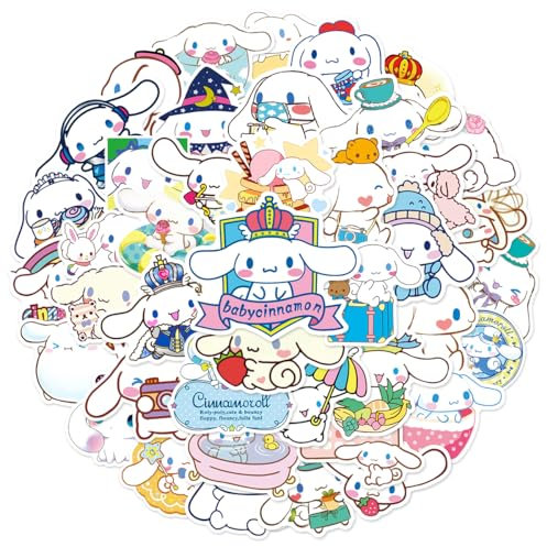 Cinnamoroll Aufkleber 50 Stück Vinyl Aufkleber für Laptop, Stoßstange, Skateboard, Wasserflaschen, Computer, Telefon, Cartoon-Anime-Aufkleber für Kinder, Teenager, Erwachsene