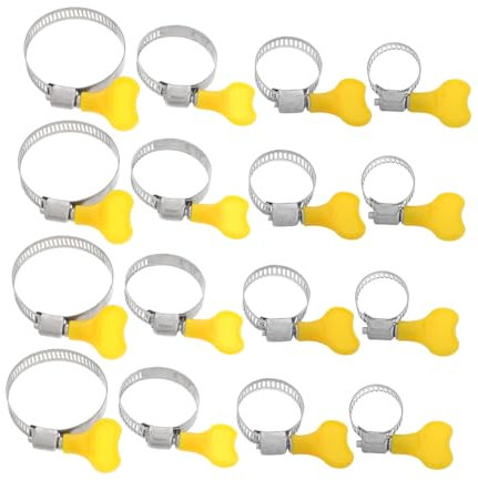 HOUDERCO 16pcs Heavy Duty Clamps Thumb Screw Stainless Steel Clamp for Shower Hose Replacement Water Hose Attachment
