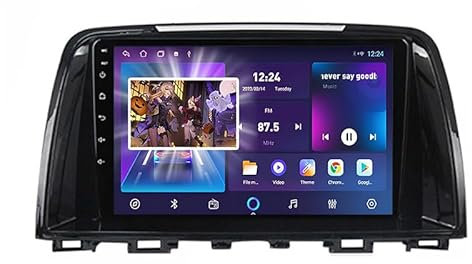 JYZHAO Android 14 Radio Coche 2 DIN 9 Pulgadas HD Pantalla Táctil para Mazda 6 2012-2017 Conectar y Usar con Bluetooth GPS Navi WiFi FM Radio Carplay Inalámbrico/Android Auto,4 Core WiFi 1G+16G
