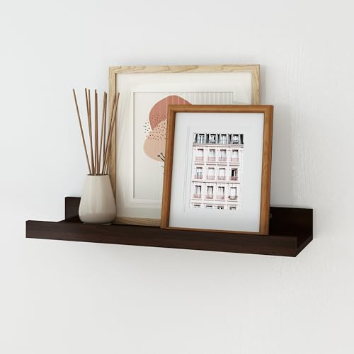 RICHER HOUSE Wandregal Walnuss, 40x13 cm, Schweberegal aus MDF Holz,1er Set | Bilderleiste, Wandboard, Regal Wand für Fotorahmen und Dekos, Wohnzimmer, Kinderzimmer, Schlafzimmer, Küche, Badezimmerwand