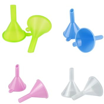 Small Funnel,8 PCS Mini Funnel Clear Plastic Funnels Tiny for Bottle Filling Perfumes Essential Oils Lab Bottles Arts Crafts Versatile Kitchen and Laboratory Aid in 4 Colors