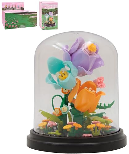 Lesser & Pavey Christmas Mini Bricks Colourful Tulips Building Blocks For Home & Office | Artificial Flowers Mini Pots For Decor | Micro Bricks Sets For Adults & Kids | Lovely Gift For Women & Men