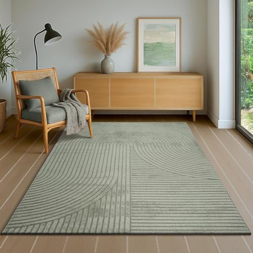 the carpet Everest - Moderner Kurzflor Teppich Hoch-Tief-Struktur, 3D-Effekt, weiche Oberfläche und hohe Flordichte, ideal für Wohnzimmer & Schlafzimmer, Panglao Design, Grün, 300 x 400 cm