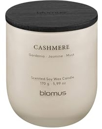 blomus Duftkerze -TUOKSU- | Farbe Moonbeam | Größe S | Duft Cashmere | Aus Glas und MDF; Für eine angenehme Duftatmosphäre; Ø 7,5 x H 9 cm