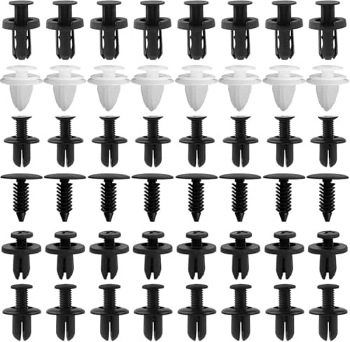 MUNZE Rivetti In Plastica Per Auto, 100 Pezzi Set Di Clip Per Rivestimenti Porta, Fissaggio Carrozzeria Paraurti Universali, Rivetti A Espansione (Nero, Bianco)