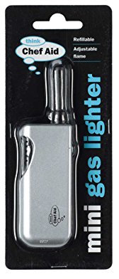 Chef Aid Small Refillable Gas Lighter, Adjustable Flame, Lockable Safety Switch, Ideal for Kitchen, BBQ, Fireplaces & Candle Lighting