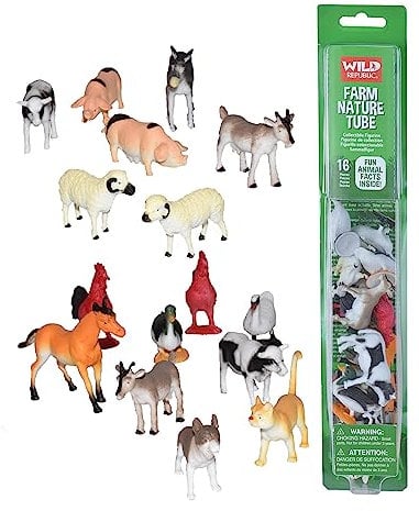 Wild Republic 12883 - Tubes Spielset, Farmtiere, 28 cm, grün