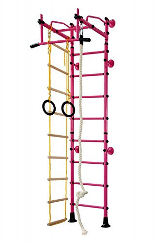NiroSport Sprossenwand Kletterwand M2 Rosa Turnwand Klettergerüst Kinderzimmer Kinder Indoor Klimmzugstange