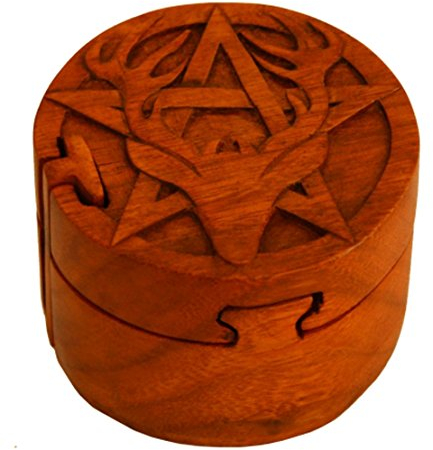 Hirsch & Pentagramm (Schmuckdose aus Holz) | Mjölnir Zauberdose | Schmuckkasten | frei & wild | Geschenkdose aus Holz