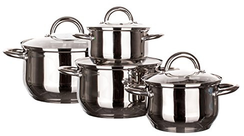 Banquet A03059 Stock Pot Kochgeschirr Set, Induktion Bereit, Edelstahl, natürlich, 25 x 41 x 17 cm, 4 Stück