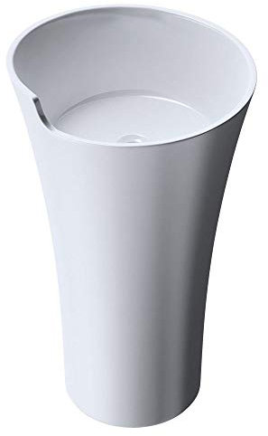 Durovin Bathrooms Luxurious Stone Resin Pedestal Basin - Round Freestanding Sink - Includes Push Pop Up Round Button Waste Plug PU01 + Square Bottle Trap S06