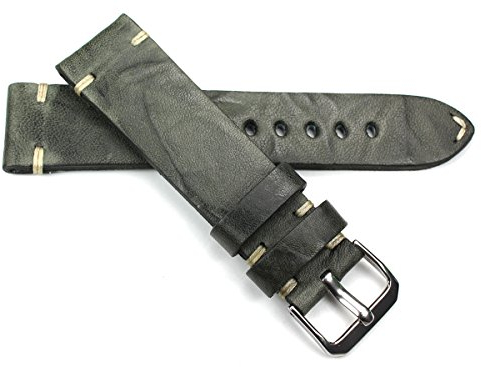RIOS 1931 Herren 22mm Leder Deutsch Uhrenarmband Vintage Pilot grau