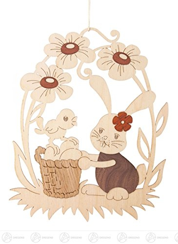 Rudolphs Schatzkiste Fensterbild „Stubsi mit Korb“ - Fensterdeko – Fensterschmuck – Holz – Ostern & Frühjahr – Handarbeit aus dem Erzgebirge - NEU