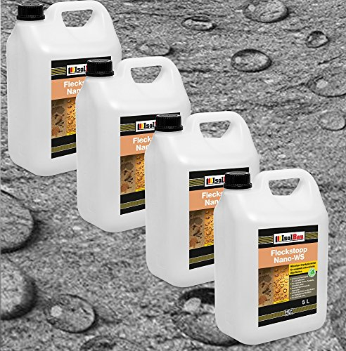 Isolbau Fleckstop Nano-WS - Imprägniermittel zur Imprägnierung von Naturstein, Beton, Fliesen, innen & außen - 4 x 5 Liter