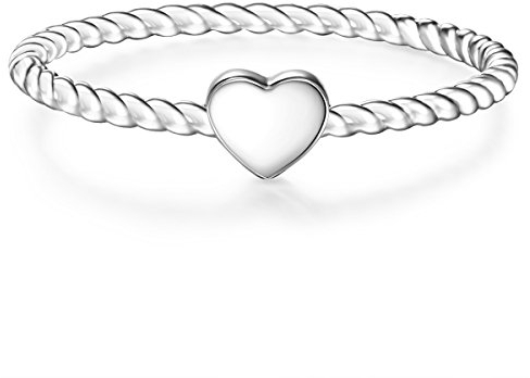 GLANZSTÜCKE MÜNCHEN Damen-Ring Herz Sterling Silber - Damen-Schmuck Freundschafts-Ringe dünner Steck-Ring Herzring