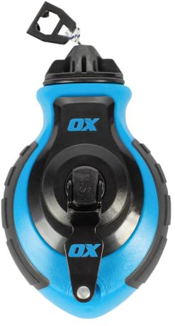 OX Tools OX-P027731 Chalk Line - 100' Thick Line, Curved Hook, 6:1 Gear Ratio, Metal Handle, Easy Top Load, Ergonomic Shape & Rubber Grips - Ideal for Deck Builders, Framers, Roofers