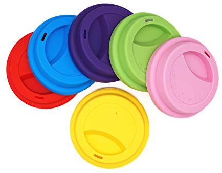 NanTun Getränkedeckel aus Silikon, auslaufsicherer Deckel für Getränkebecher, wiederverwendbar, Deckel für Kaffeebecher, 6 Stück Assorted 2