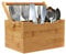 Bamboo Cutlery & Utensil Holder – Caddy Organiser with Handle for Knives, Forks, Condiments, Crafts or Office – Tabletop Storage for Home, Restaurants, Cafés & Kitchens | M&W