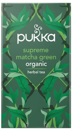 Pukka Tè, Supreme Matcha Green, Thé Verde Biologico, Foglia Intera e Polvere di Thé Matcha, Senza Caffeina, Ingredienti Selezionati in Modo Etico, Per Essere al Meglio, 20 Filtri