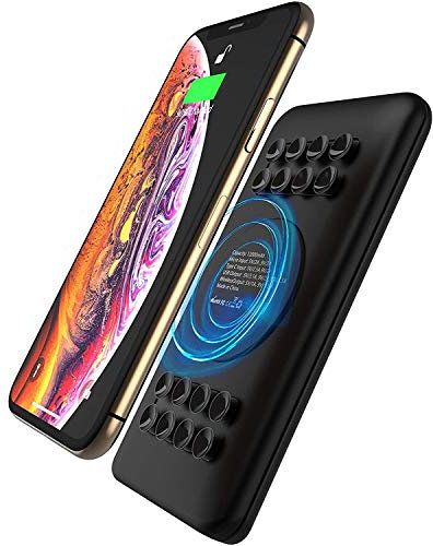 12000mAh Wireless Power Bank with Anti-Slip Suction Cups, 18W USB-C Fast Charging Compatible with iPhone 16, 15, 14, 13, 12, 11, X, XS, XR, and Samsung Galaxy S25, S24, S23, S22, S21, S10, LG THinQ