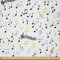 ABAKUHAUS Musik Stoff als Meterware, Vibes Hinweise Schlag, Microfaser Stoff für Dekoratives Basteln, 1M (230x100cm), Weiß Schwarz Hellblau