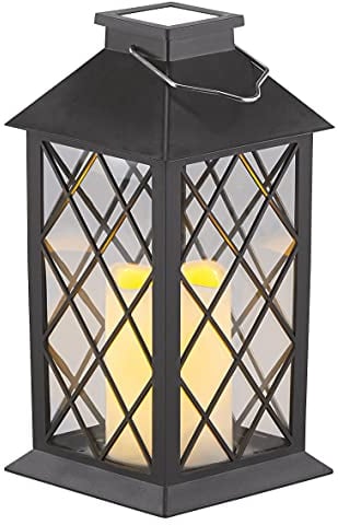 Lunartec Laterne Solar-Lampe: Solar-Laterne mit Deko-Kerze und Flammen-Effekt-LED, 2er-Set (Flacker, Laternen sußen, Gartenleuchte Standleuchte)